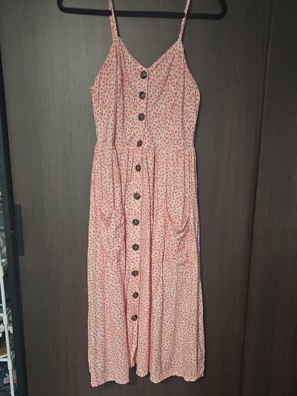 Japna Red Floral Button-Down Maxi Dress